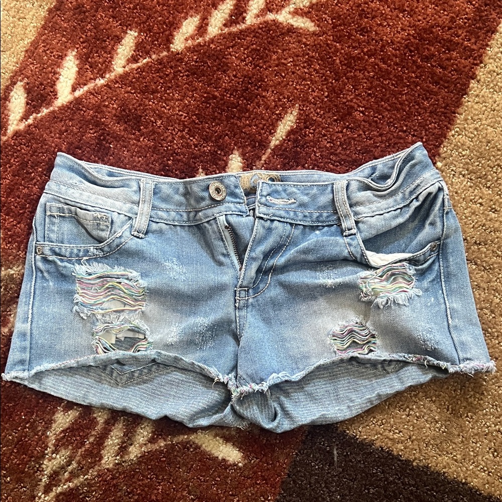 BONGO Light Blue Distressed Jean Shorts